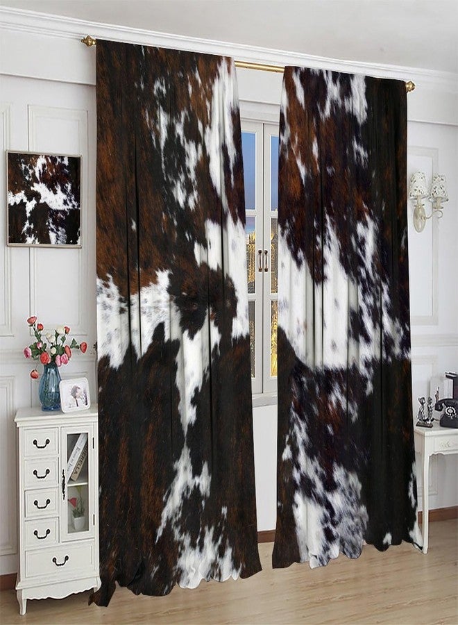 LOMADIA Cow Blackout Curtain,Animal Print Black White Western Aztec Rustic Farm Farmhouse Window Treatments Rod Pocket Curtain for Bedroom Living Room Kitchen Decor Drapes 42x45in - Image 3